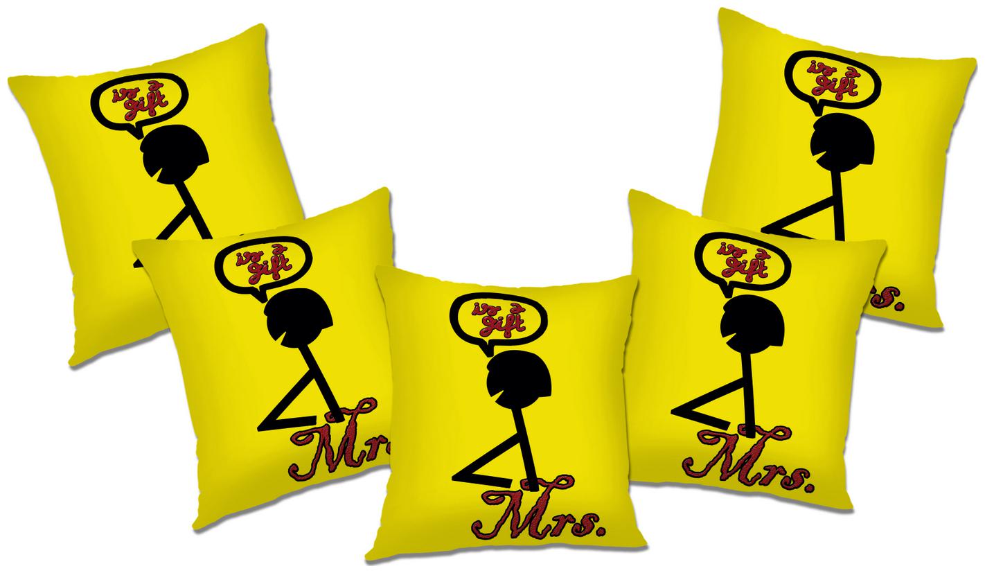 

RADANYA Printed Polyester Yellow Cushion Cover ( Small Pack of 5 )