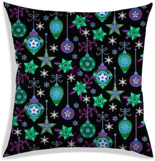 RADANYA Printed Polyester Black Cushion Cover ( Large , Pack of 1 )
