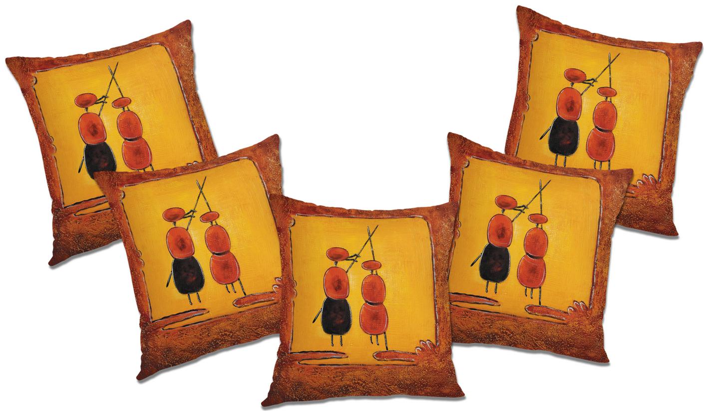 

RADANYA Printed Cushion Cover With FIller (Set of 5) 16x16 inch