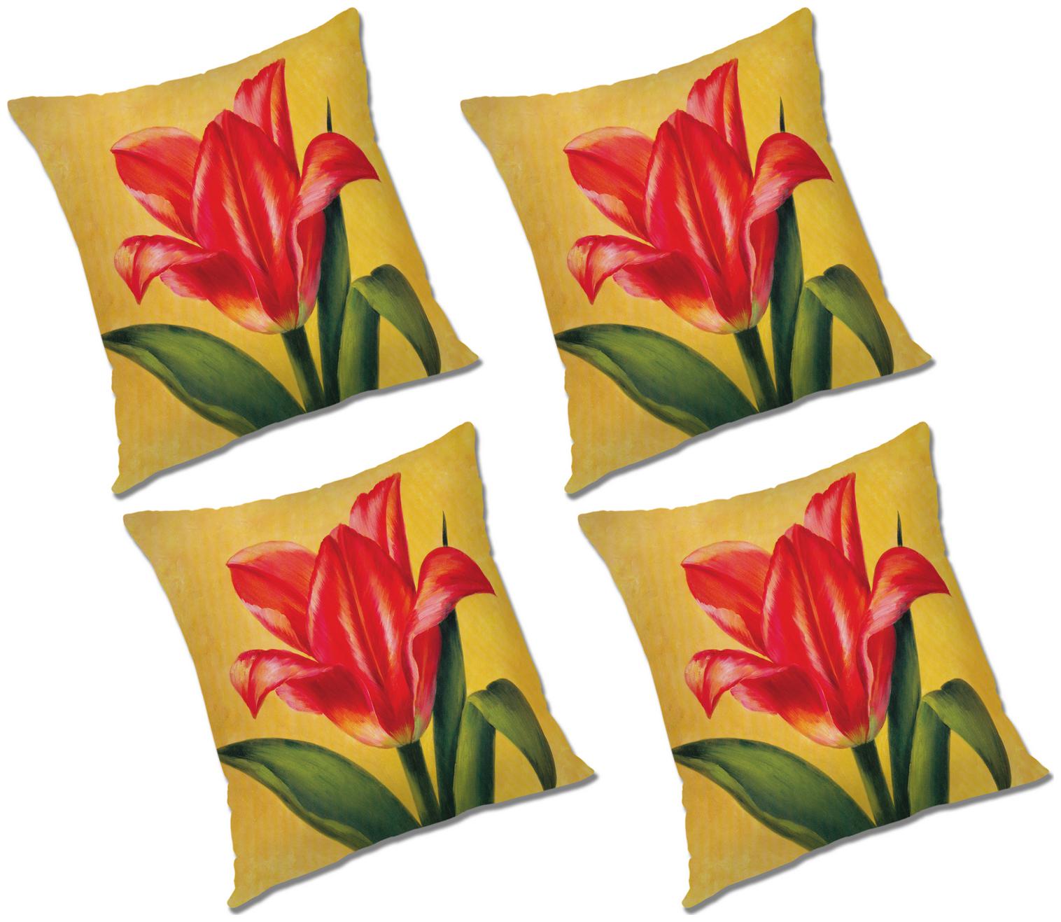 

RADANYA Printed Polyester Yellow Cushion Cover ( Small Pack of 4 )