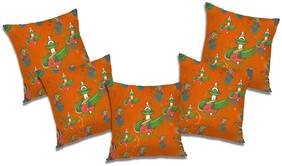 RADANYA Printed Polyester Orange Cushion Cover ( Small , Pack of 5 )