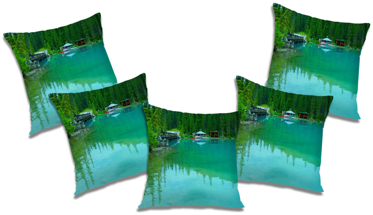 

RADANYA Printed Cushion Cover with Filler (Set of 5) 12X12 inch