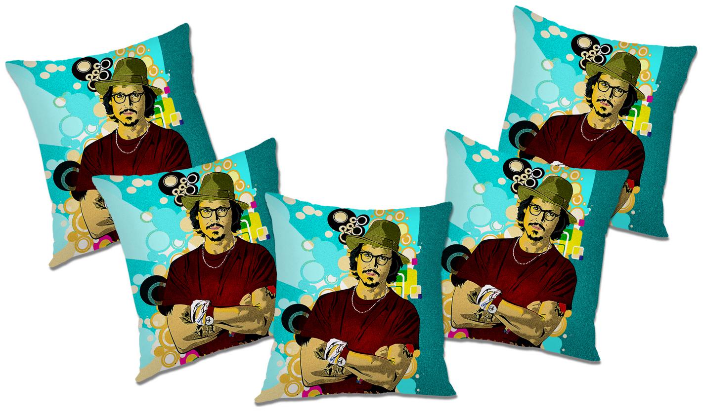 

RADANYA Printed Polyester Blue Cushion Cover ( Regular Pack of 5 )