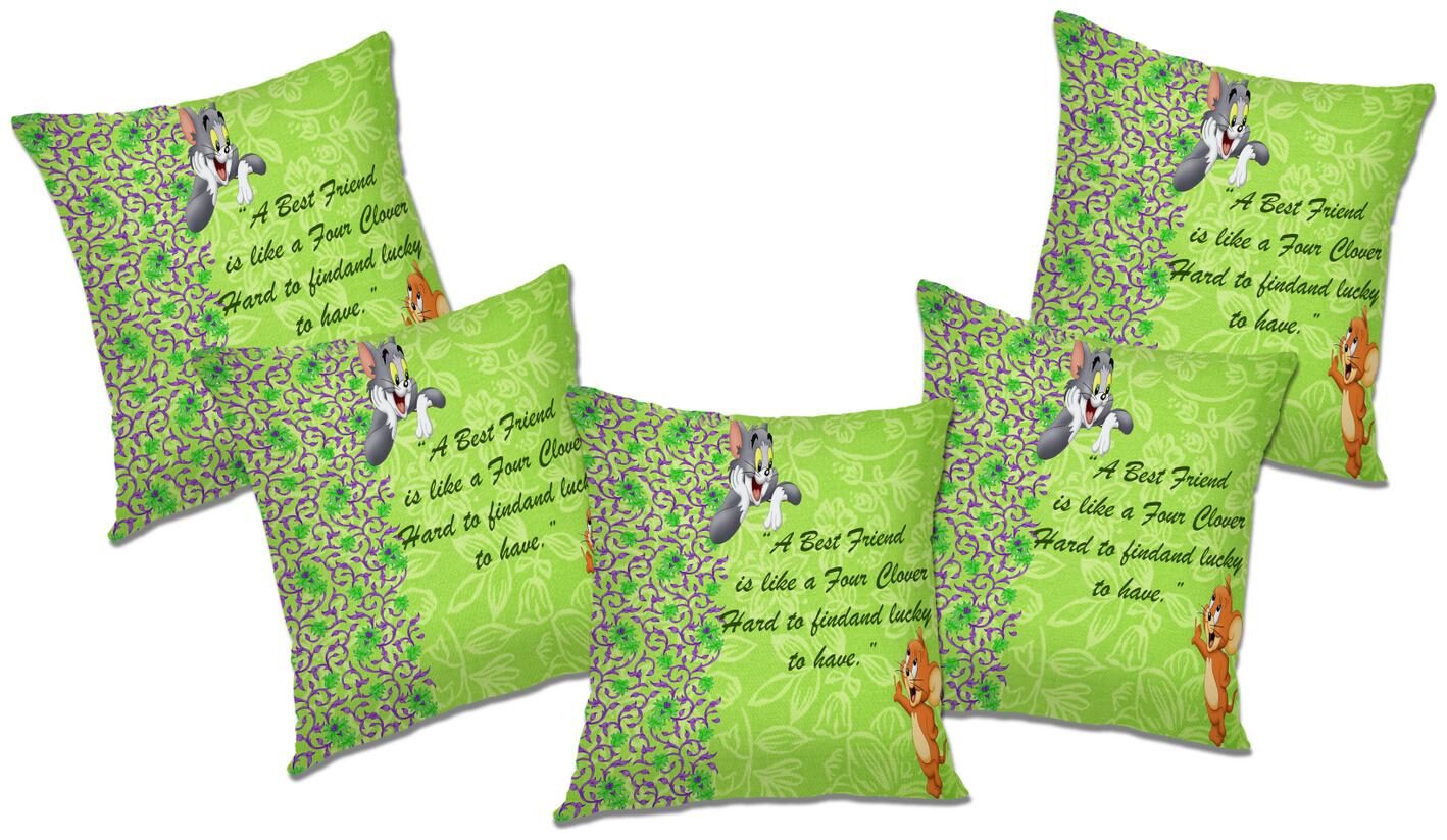 

RADANYA Printed Cushion Cover With FIller (Set of 5) 24x24 inch