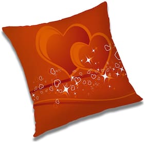 RADANYA Printed Polyester Orange Cushion Cover ( Large , Pack of 1 )