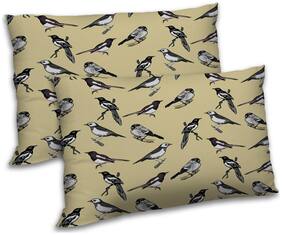 RADANYA Polyester Printed Pillow Covers ( Pack of 2 , Beige )