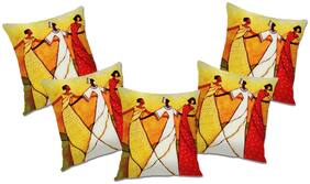 RADANYA Printed Cushion Cover With FIller (Set of 5) 18x18 inch