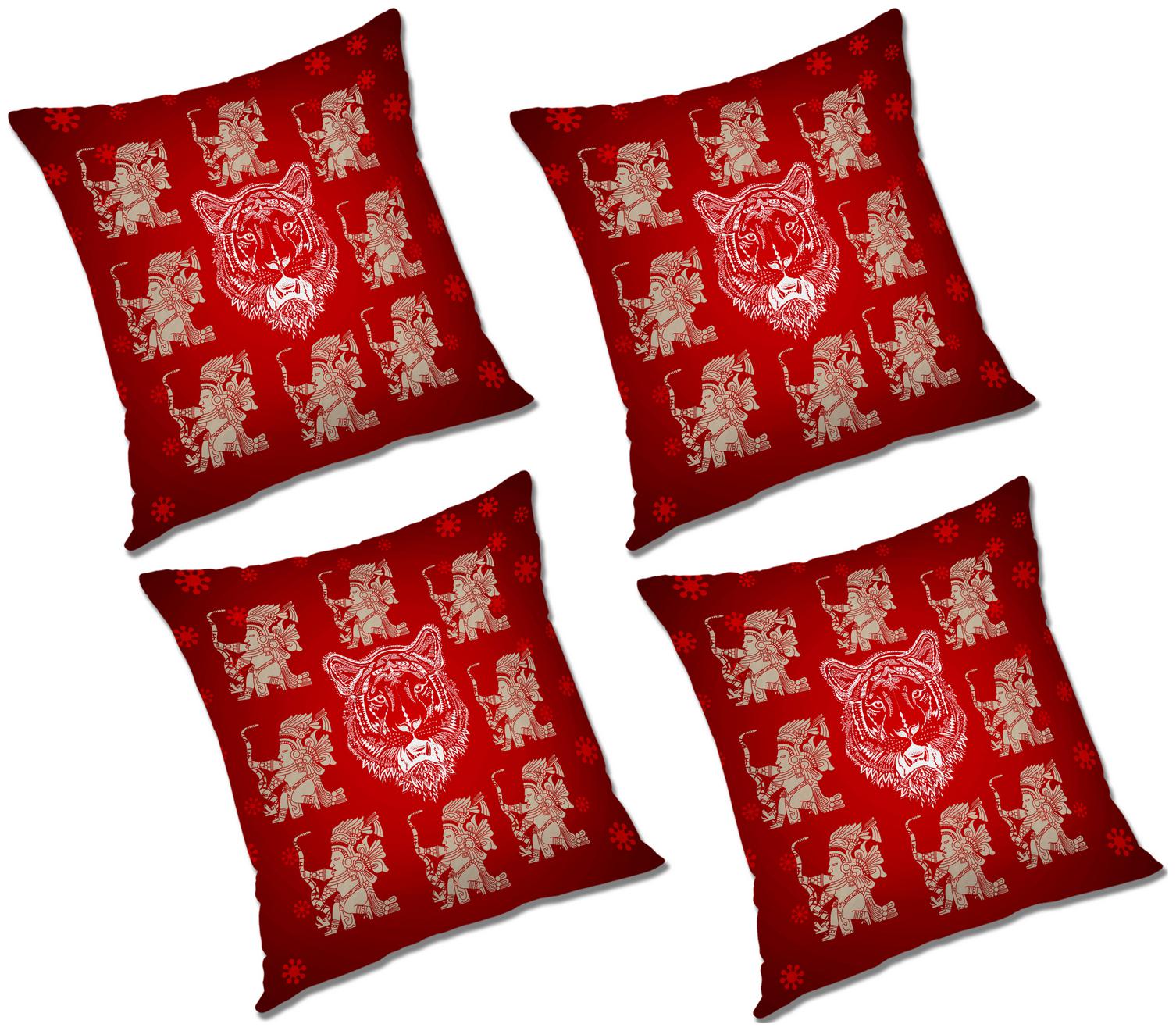 

RADANYA Printed Polyester Red Cushion Cover ( Small Pack of 4 )