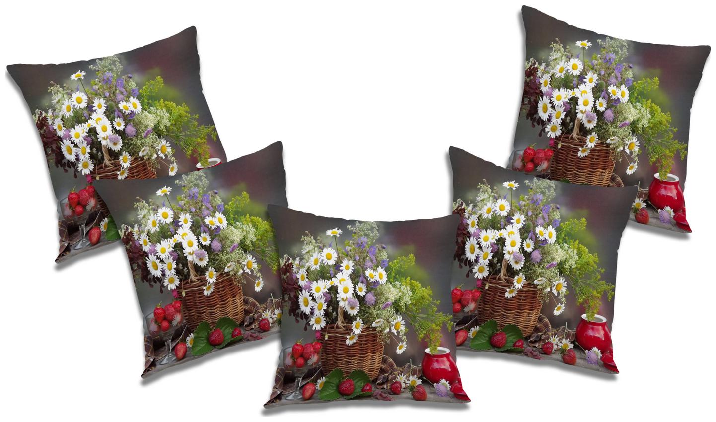 

RADANYA Printed Cushion Cover with Filler (Se t of 5) 16x16 inch
