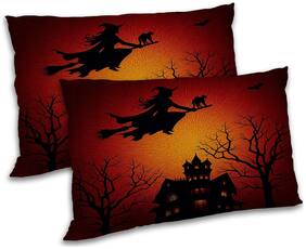 RADANYA Polyester Printed Pillow Covers ( Pack of 2 , Black )