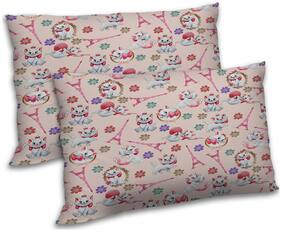RADANYA Polyester Printed Pillow Covers ( Pack of 2 , Peach )
