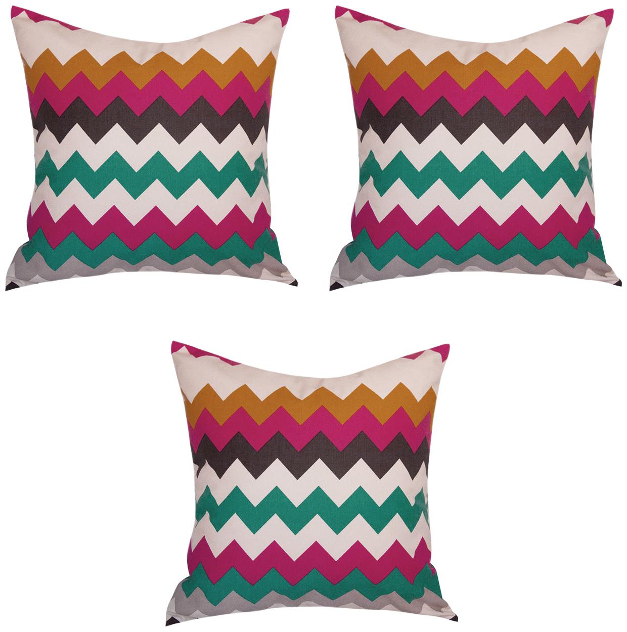 

RADANYA Printed Polyster Cushion Cover Pillow case Home Decor Sqaure-24x24 inch Set of 3