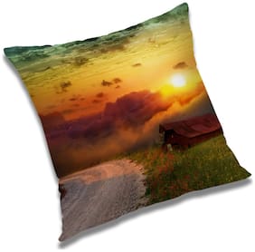 RADANYA Printed Polyester Orange Cushion Cover ( Large , Pack of 1 )