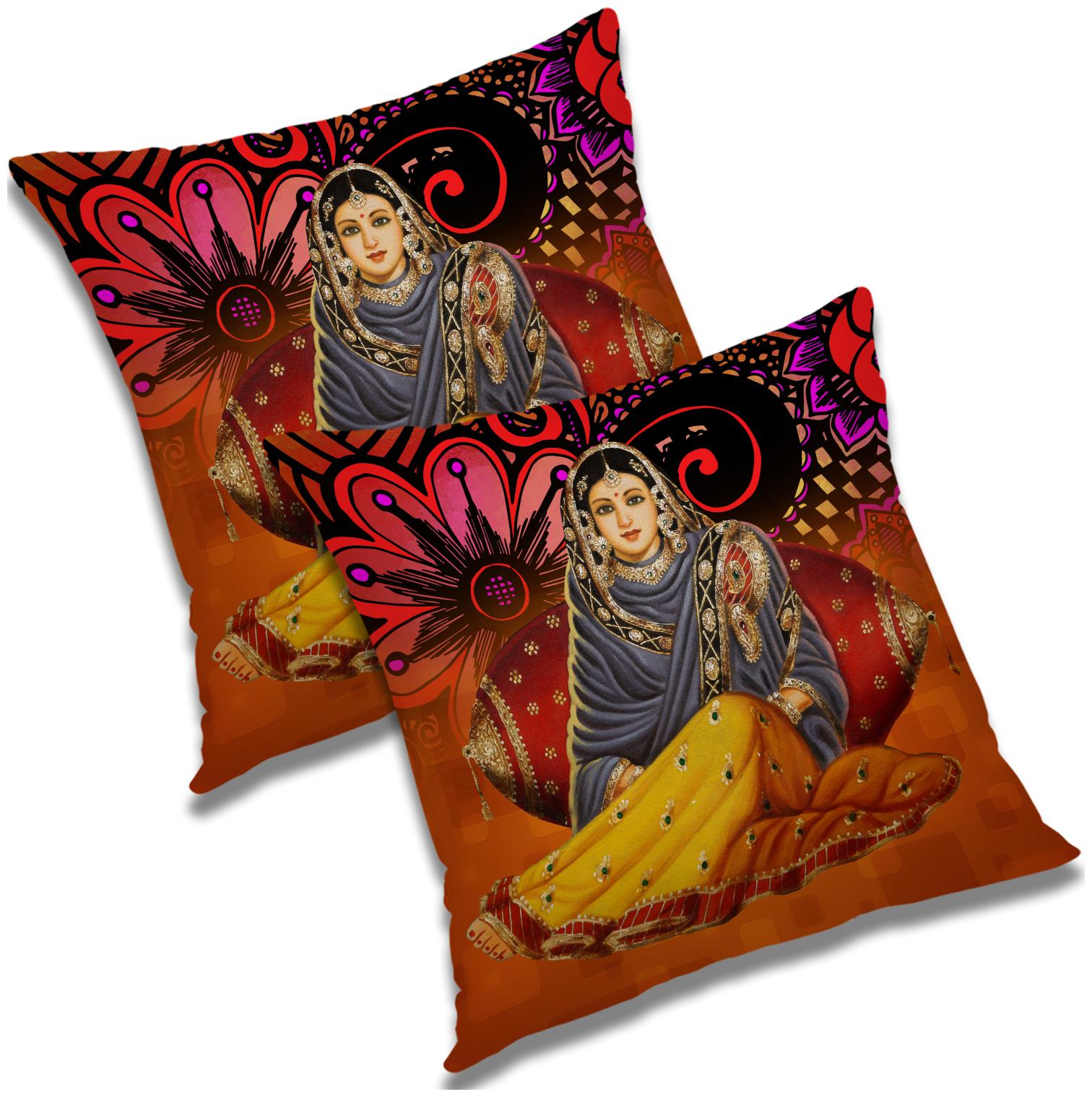 

RADANYA Printed Cushion Cover with Filler Set 18x18 inch