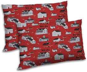 RADANYA Polyester Printed Pillow Covers ( Pack of 2 , Red )