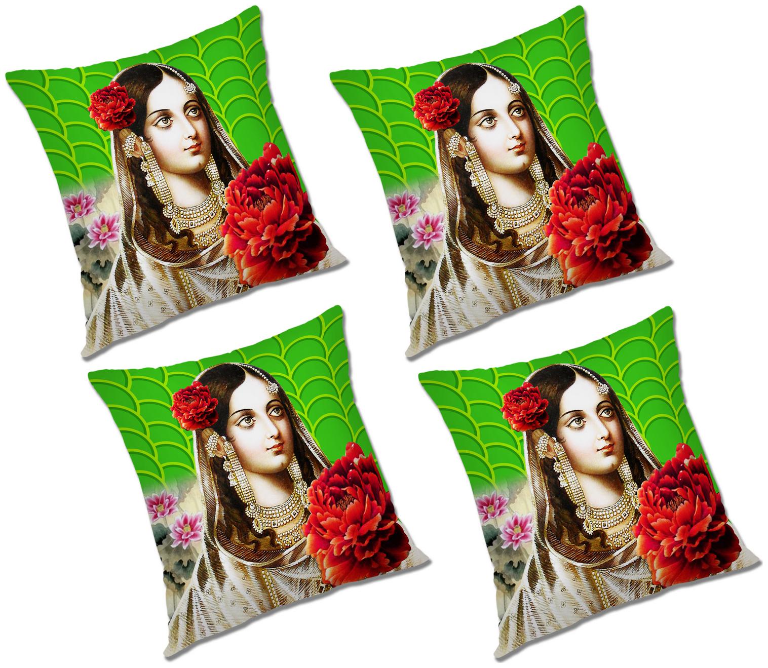 

RADANYA Printed Cushion Cover With FIller (Set of 4) 16x16 inch