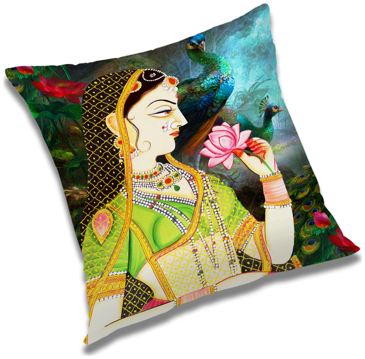 

RADANYA Printed Cushion Cover with Filler Set 18x18 inch
