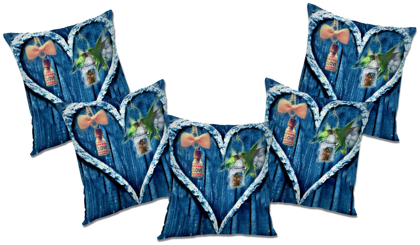 

RADANYA Printed Polyester Blue Cushion Cover ( Small Pack of 5 )