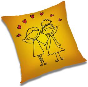 RADANYA Printed Polyester Gold Cushion Cover ( Large , Pack of 1 )