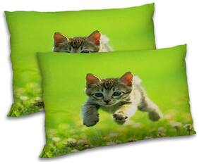 RADANYA Polyester Printed Pillow Covers ( Pack of 2 , Green )