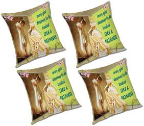 RADANYA Printed Polyester Gold Cushion Cover ( Small , Pack of 4 )