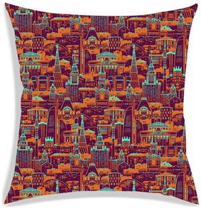 RADANYA Printed Polyester Orange Cushion Cover ( Large , Pack of 1 )