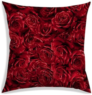 RADANYA Printed Polyester Red Cushion Cover ( Regular , Pack of 1 )