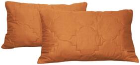 RADANYA Solid Dupion Silk Pillow Set of 2 Rust Orange- 18X27