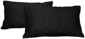 RADANYA Solid Dupion Silk Accent Cusion Set of 2 Black- 12X18