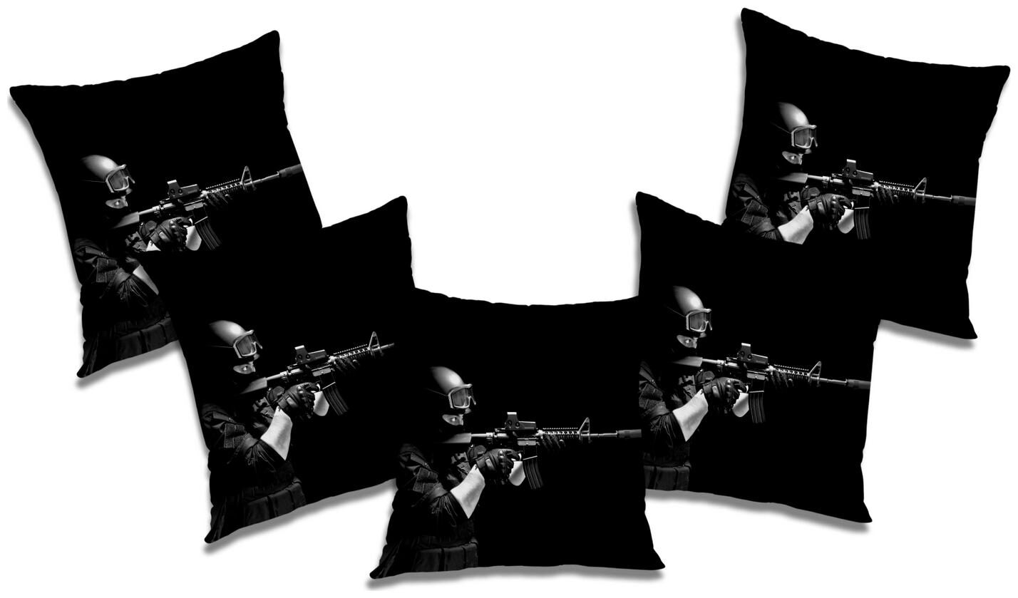 

RADANYA Striped Polyester Black Cushion Cover ( Large Pack of 5 )