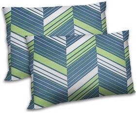RADANYA Polyester Striped Pillow Covers ( Pack of 2 , Grey )