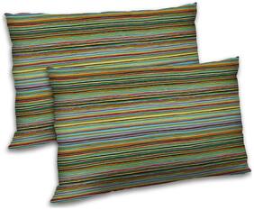 RADANYA Polyester Striped Pillow Covers ( Pack of 2 , Multi )