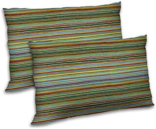 RADANYA Polyester Striped Pillow Covers ( Pack of 2 , Multi )
