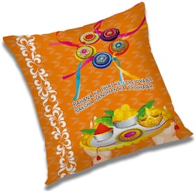 RADANYA Printed Polyester Orange Cushion Cover ( Extra large , Pack of 1 )