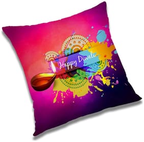 RADANYA Text Print Cushion Cover with Filler Set 16x16 inch