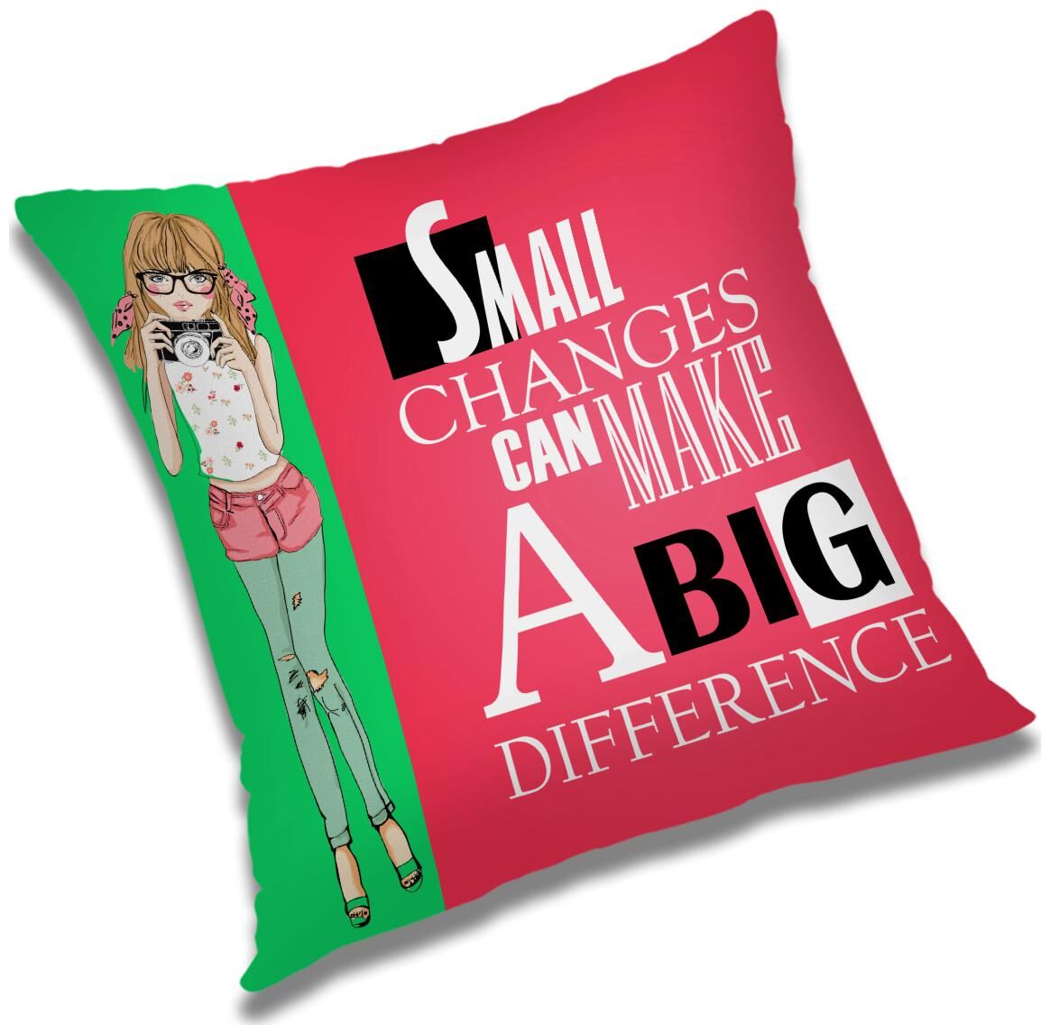 

RADANYA Text Print Cushion Cover with Filler Set 16x16 inch