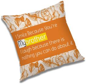 RADANYA Printed Polyester Orange Cushion Cover ( Large , Pack of 1 )