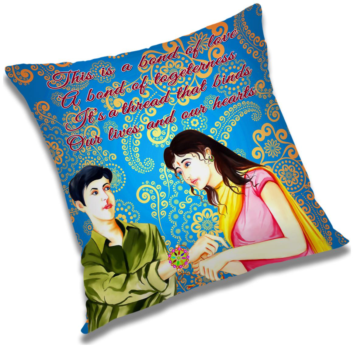 

RADANYA Text Print Cushion Cover with Filler Set 12X12 inch