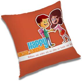RADANYA Printed Polyester Orange Cushion Cover ( Extra large , Pack of 1 )