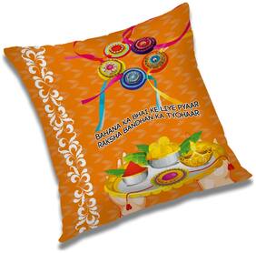 RADANYA Printed Polyester Orange Cushion Cover ( Large , Pack of 1 )