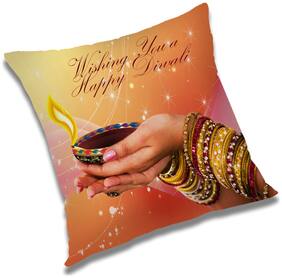 RADANYA Printed Polyester Orange Cushion Cover ( Regular , Pack of 1 )