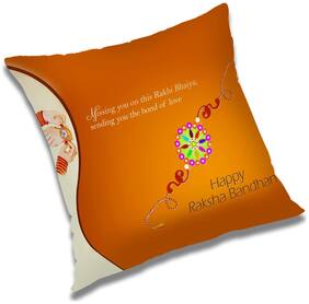 RADANYA Printed Polyester Orange Cushion Cover ( Large , Pack of 1 )