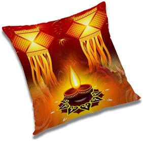 RADANYA Printed Polyester Orange Cushion Cover ( Extra large , Pack of 1 )