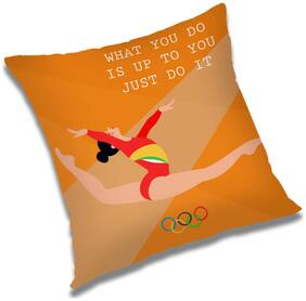 RADANYA Printed Polyester Orange Cushion Cover ( Regular , Pack of 1 )