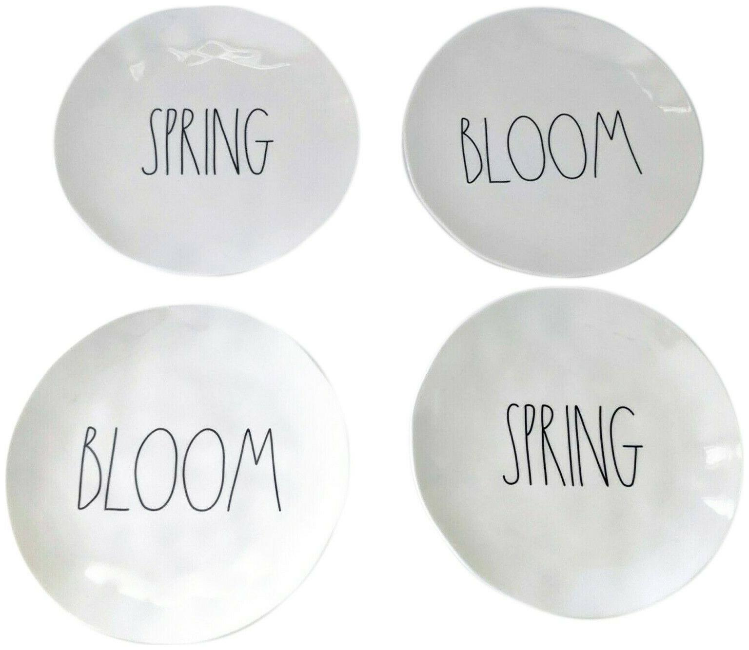 

Rae Dunn by Magenta Melamine Plates 8 Set of 4 Spring and Bloom