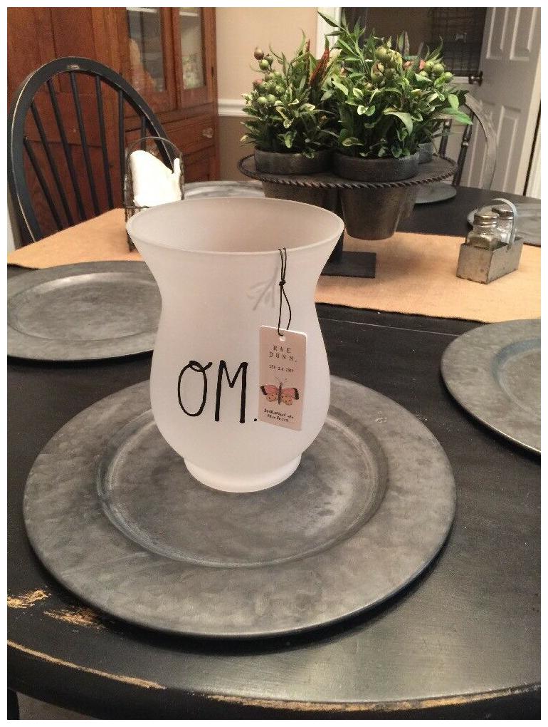 

Rae Dunn Frosted OM Hurricane Vase NWT
