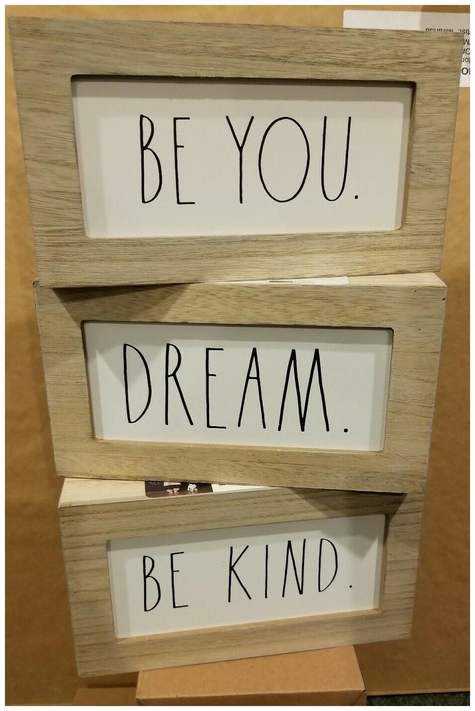 

Rae Dunn Wooden Decorative Signs be kind be you dream set of 3 9x5x2in each
