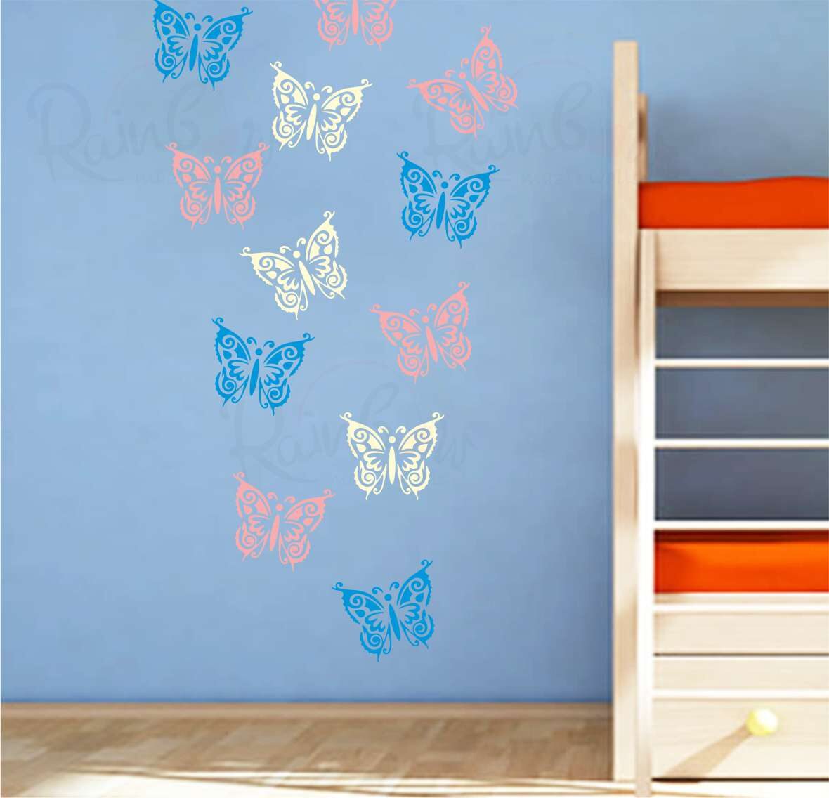 

Rainbow Mazic Walls Butterflies kids Wall Stencil By Rainbow Mazic Walls Glossy PVC Paper Reusable 12 inch x 12 inch RCS 61
