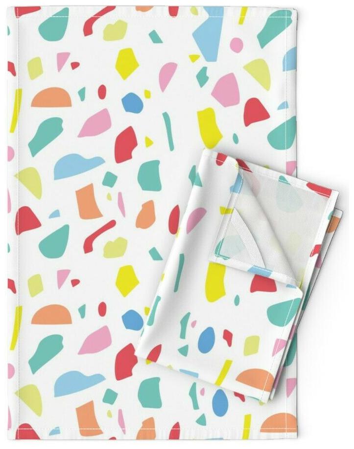 

Rainbow Terrazzo Abstract Stone Linen Cotton Tea Towels by Roostery Set of 2