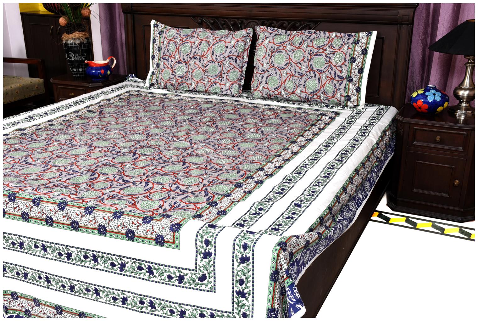 

RAINBOZ Cotton Floral King Size Bedsheet 144 TC ( 1 Bedsheet With 2 Pillow Covers Multi )